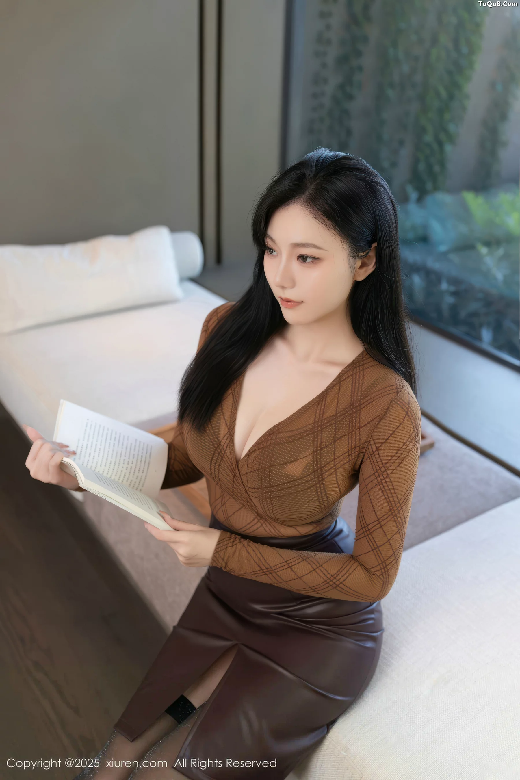 秀人集.com_[XiuRen秀人网]No.10947_模特安然anran性感棕色皮裙露黑色内衣配黑丝袜秀美腿诱惑写真78P