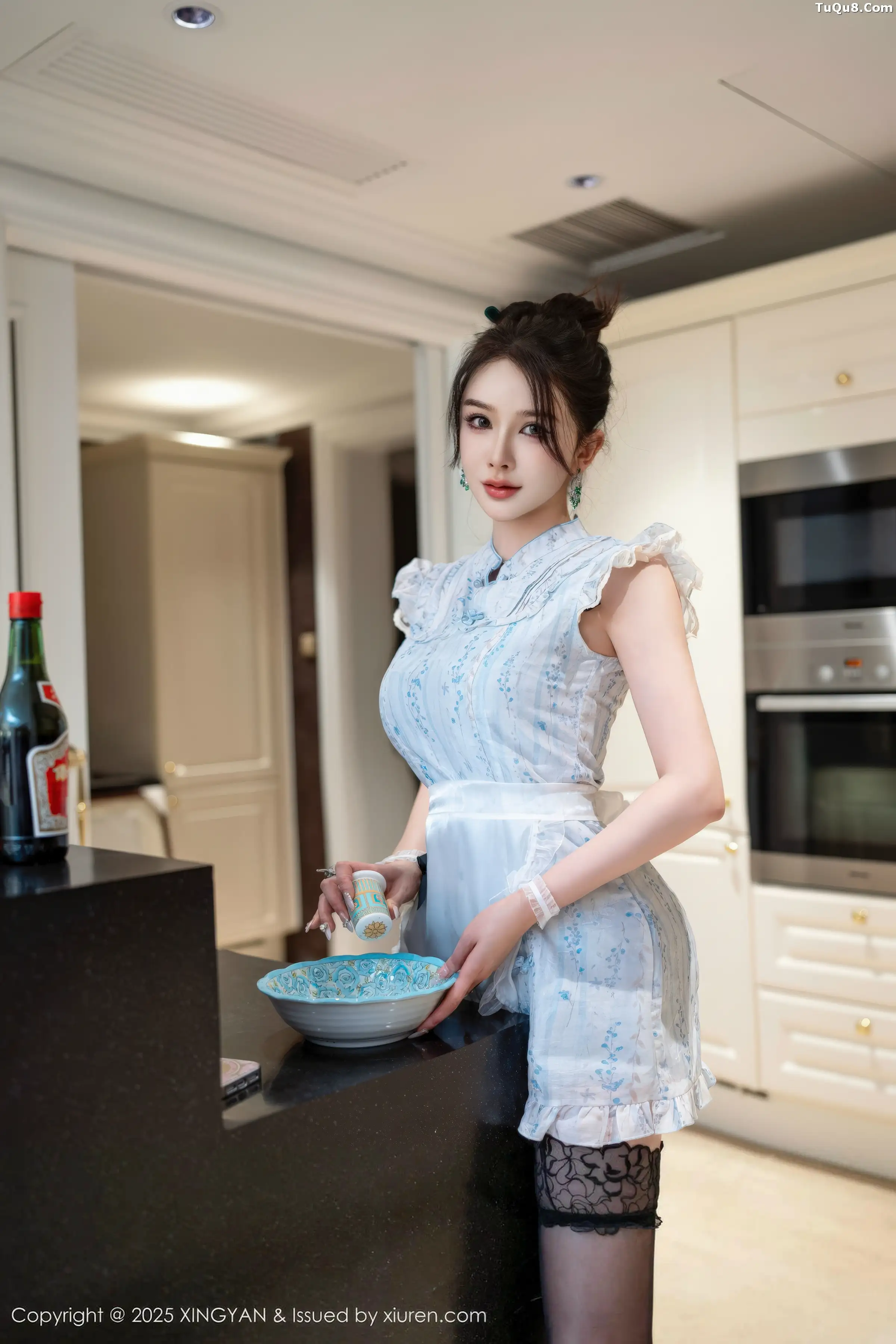 秀人集.com_[XINGYAN星颜社]VOL.444_女神李丽莎性感蓝色情趣女仆装配黑丝吊袜秀丰满身材诱惑写真72P